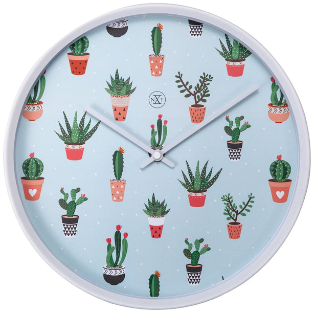 nXt Cactus Wall Clock 30cm Plastic, Silent Movement (White)