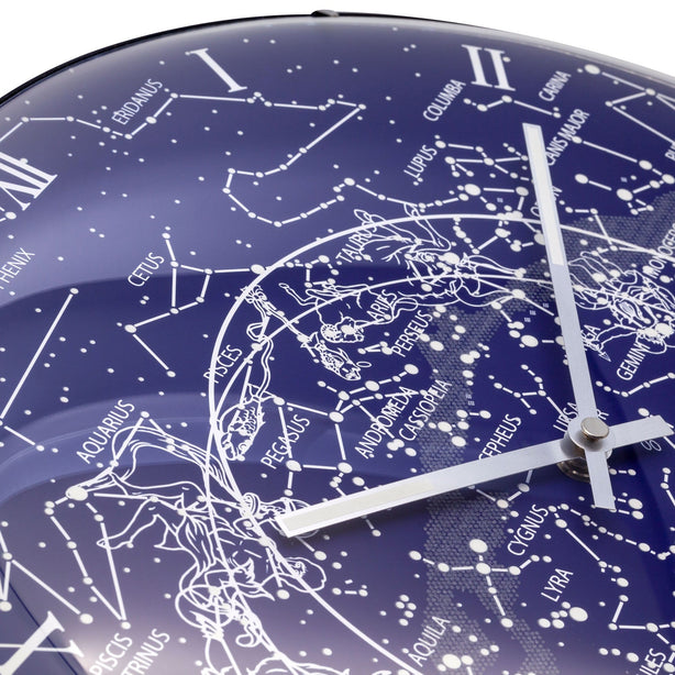 NeXtime Milky Way Dome Wall Clock 35.6cm Glass, Silent Movement (Luminous)