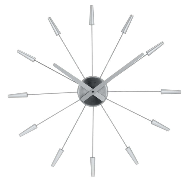 NeXtime Plug Inn Wall Clock 58cm Stainless Steel, Silent Movement (Silver)