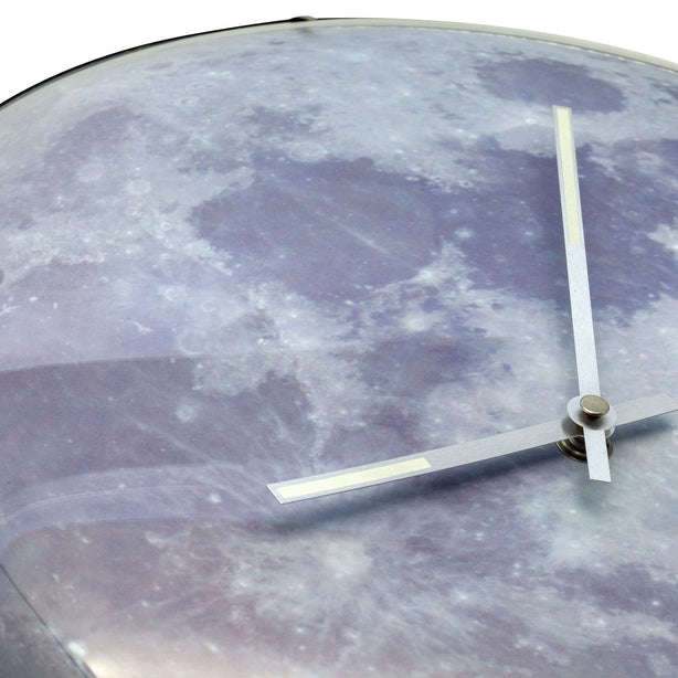NeXtime Blue Moon Dome Wall Clock 35cm Glass, Silent Movement (Luminous)