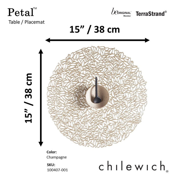 Chilewich TerraStrand® Microban® Petal Moulded Table Mat/Placemat, Round, ⌀38 cm, Champagne