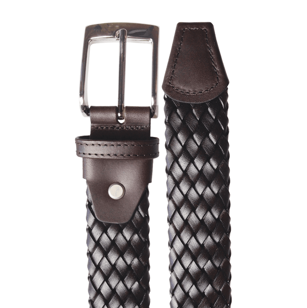72 Smalldive Dark Brown Weave Leather Belt