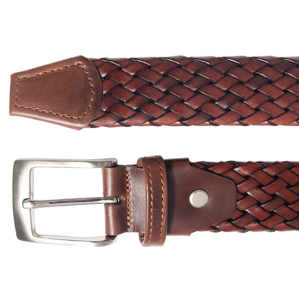 72 Smalldive Brown Weave Leather Belt